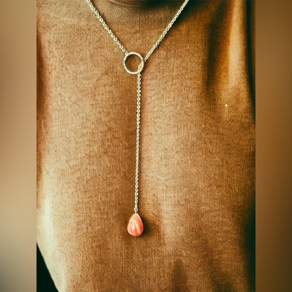 Jewelry - Carnelian Lariat Gold Necklace